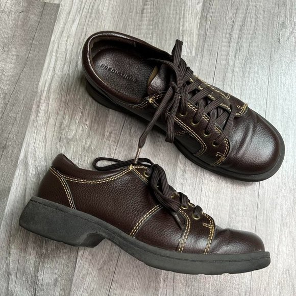 Vintage Shoes - Vintage 90s Brown Leather Oxford Sneakers